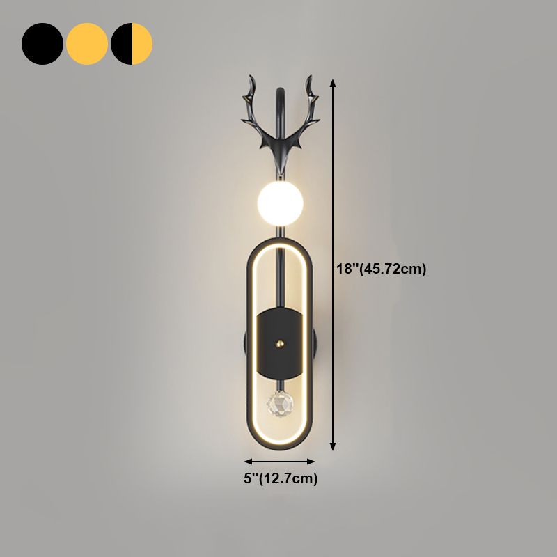 Nordic Metal Wall Light Geometric Antlers Shape 2 Lights Wall Sconce for Bedroom