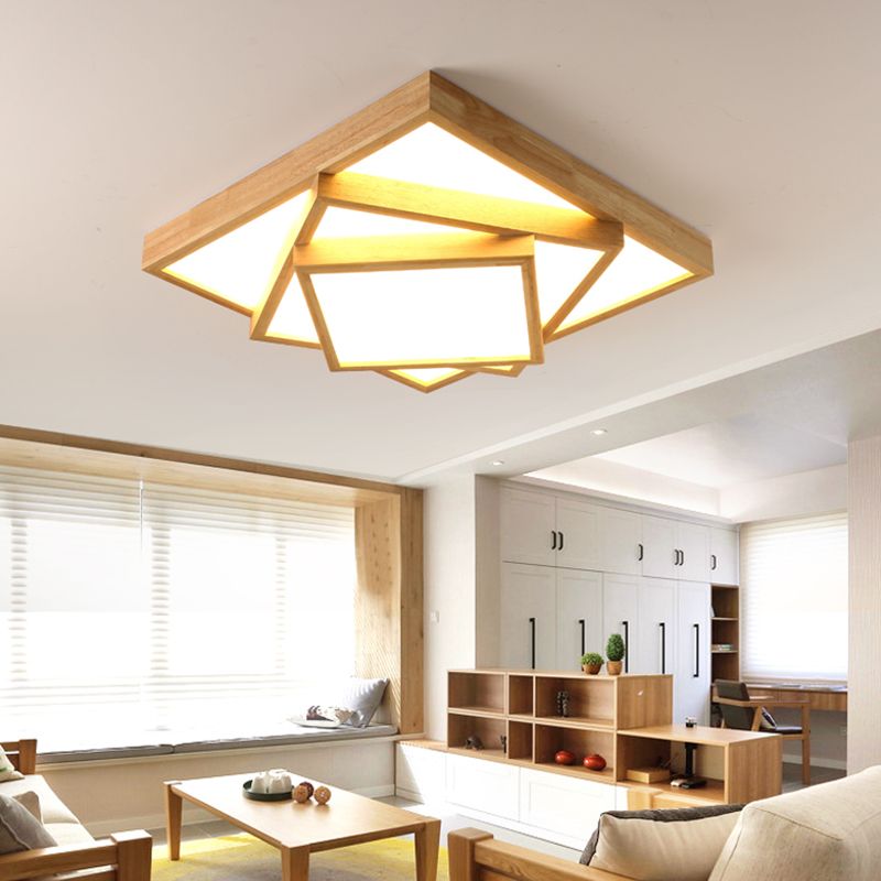 Modern Multi-head Ceiling Mount Light Fixtures Wooden Flush Mounted Ceiling Light
