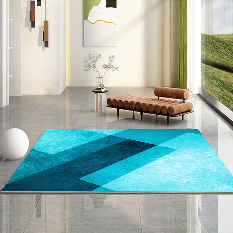 Geometric Indoor Rug Simple Polyester Stain Resistant Area Rug for Living Room