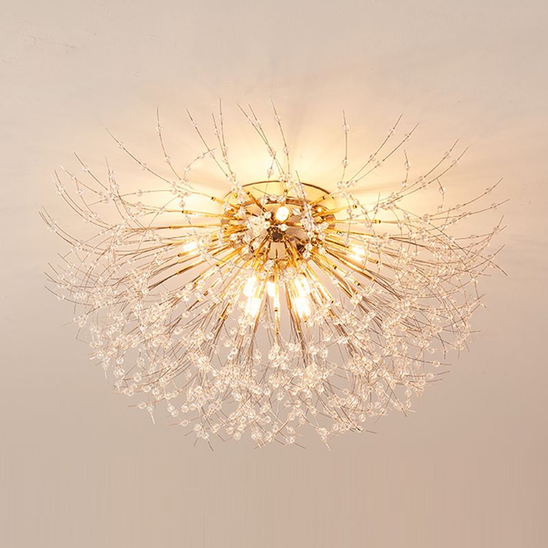Unique Shape Crystal Flush Light Modern Style Multi Lights Flush Mount Fixture