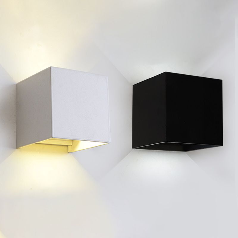 2-Lights Geometric Wall Lamp Fixtures Modern Style Black and White Aluminum Lighting