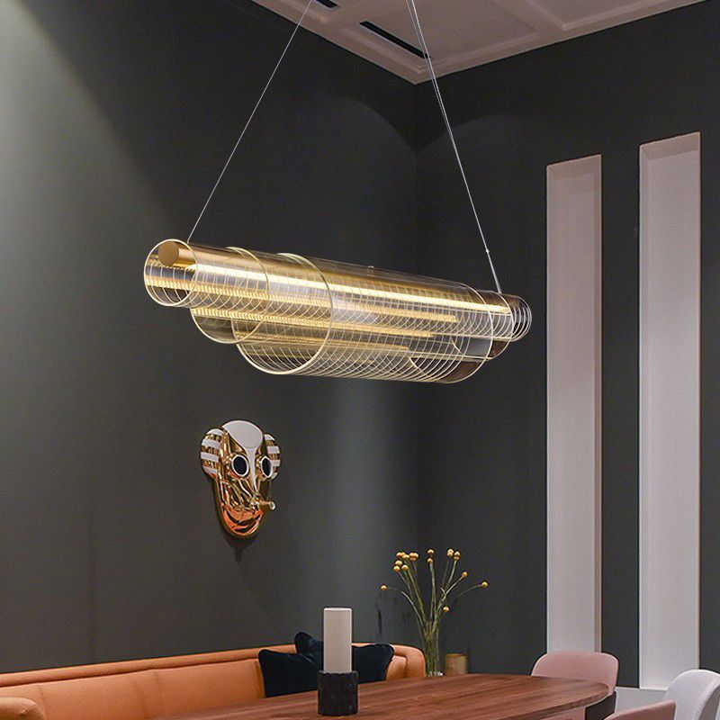 Single Modernism Golden Ceiling Light Acrylic Kitchen Island Lighting for Bedroom