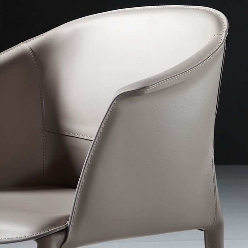 Leather Modern Home Side Chair with Arms Matte Finish Dining Chair
