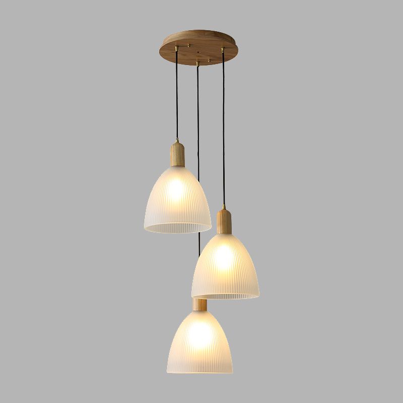 Wooden Dome Pendant Light in Modern Concise Style Glass Indoor Hanging Lamp