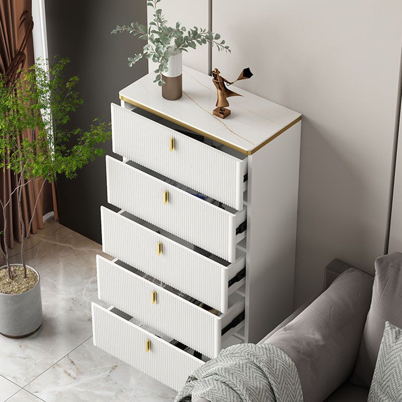 Bedroom Glam Storage Chest Stone Chest in White with Drawers