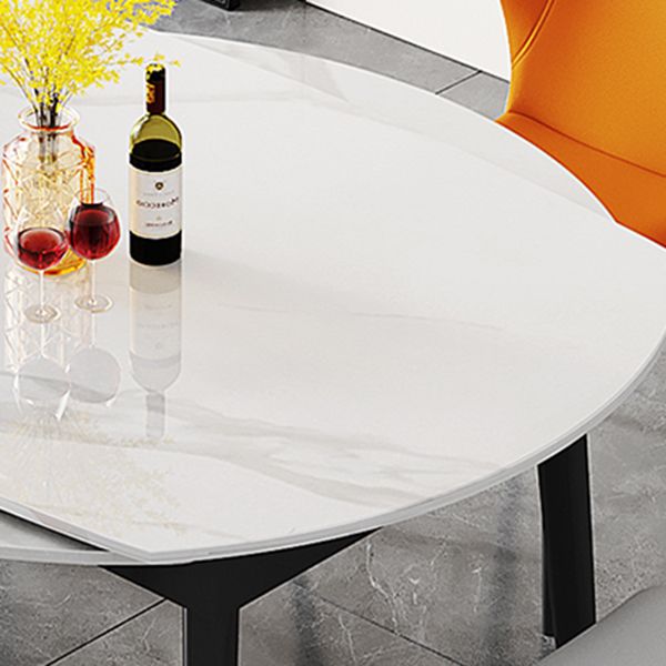 Modern Style Sintered Stone Dining Table Rectangle Table with Black Legs for Home