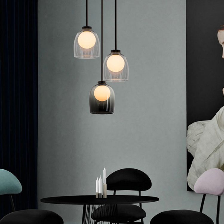 Moderne creatieve geometrische hangende lamp smeedijzeren binnenhanglamp met glazen schaduw