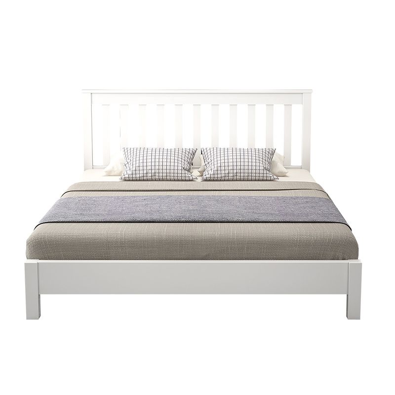 Modern Solid Color Open-Frame Bed with Rectangular Headboard