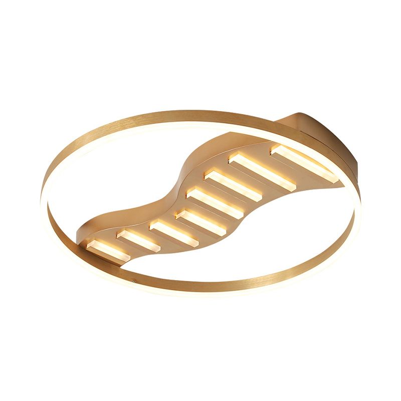 19.5"/23.5" Wide Round Acrylic Ceiling Lamp Postmodern Gold LED Flush Mount, Warm Light/White Light/Remote Control Stepless Dimming