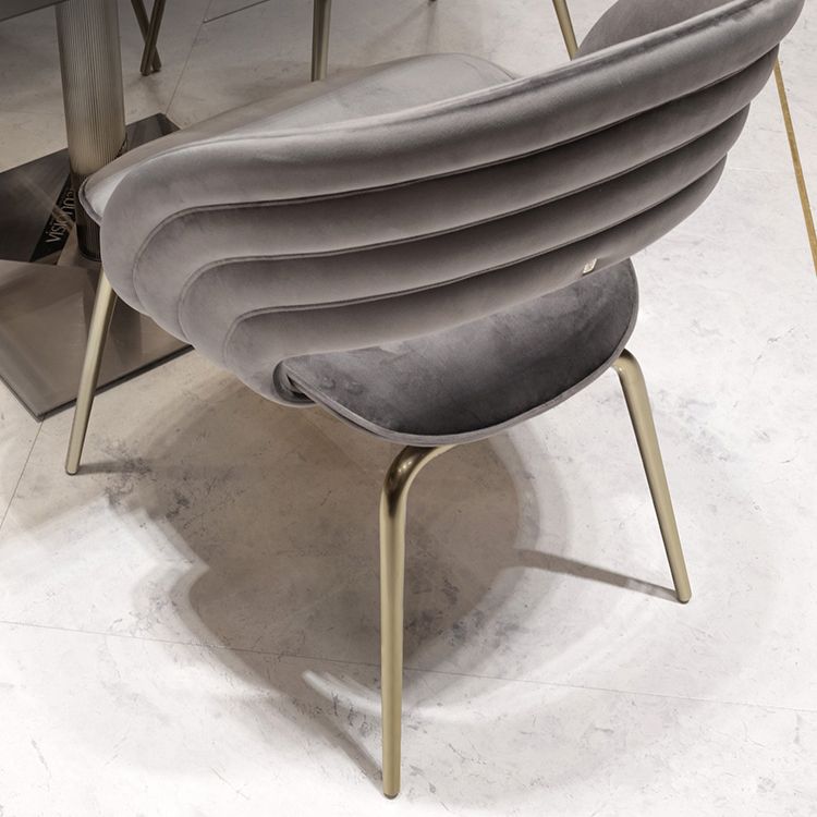 Contemporary Metal and Upholstered Open Back Dining Side Chair