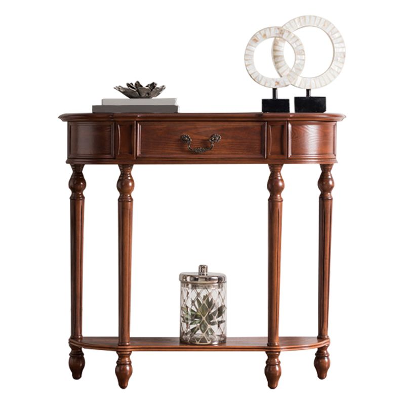 Victorian Rubber Wood End Table Free Form Sofa Console Table for Hall