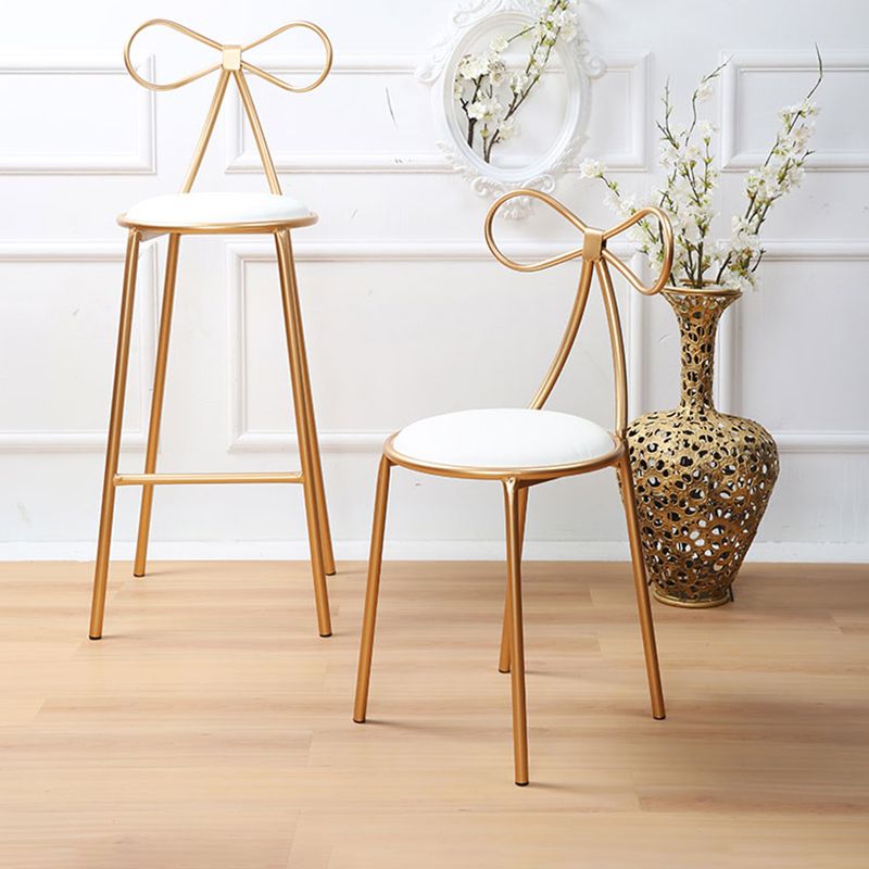 Round Leather and Metal Counter Stool Scandinavian Low Back Counter Bar Stool