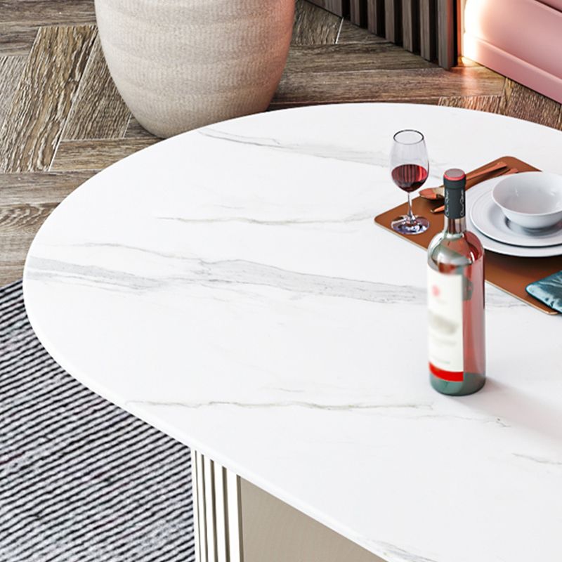 Stone Top Dining Table Contemporary Oval Dining Table with Sled Base