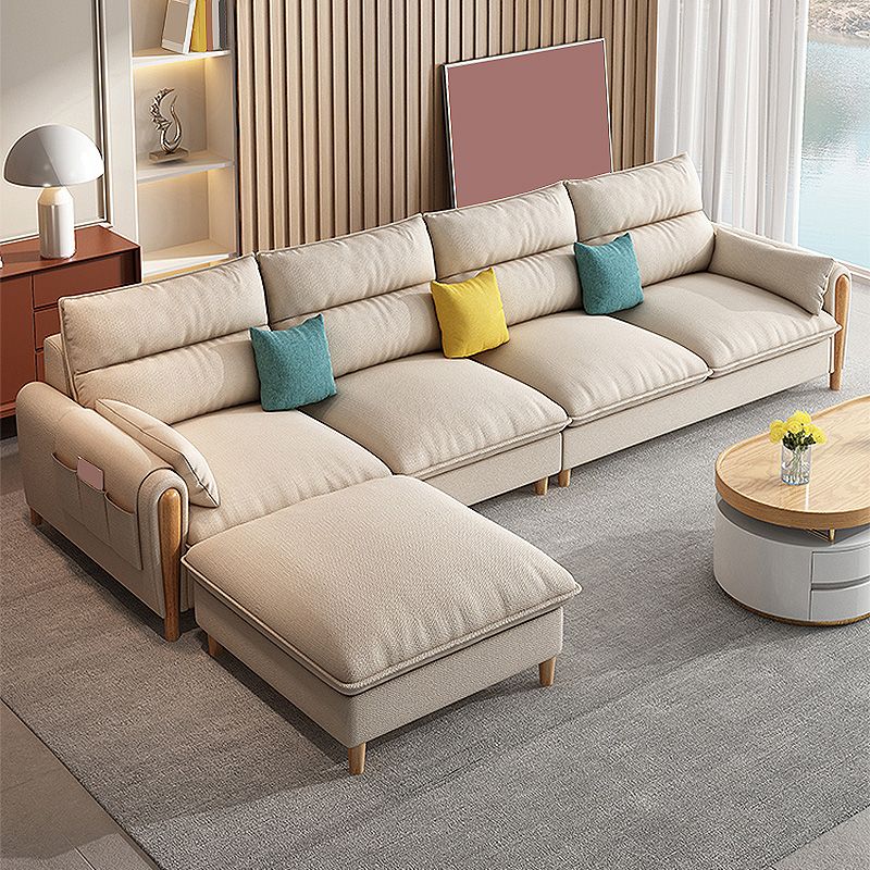 Scandinavian Beige Straight Arm Sofa/Sectional with Removable Cushions