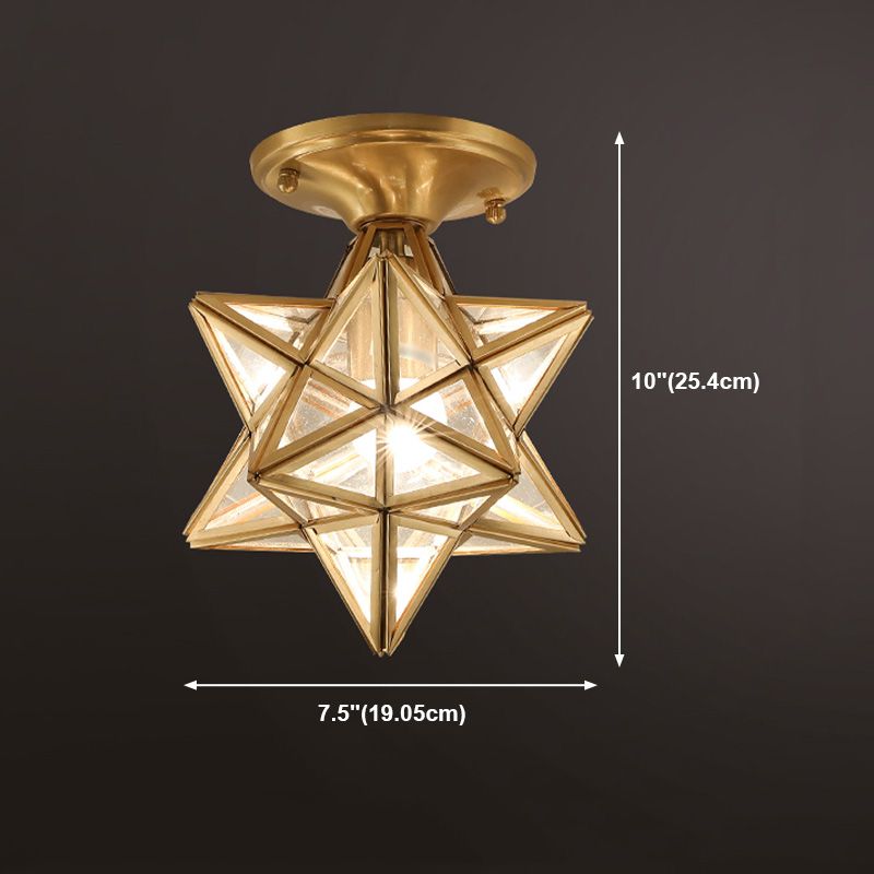 Star Shape Glass Ceiling Light Vintage Aisle Semi Mount Ceiling Lighting