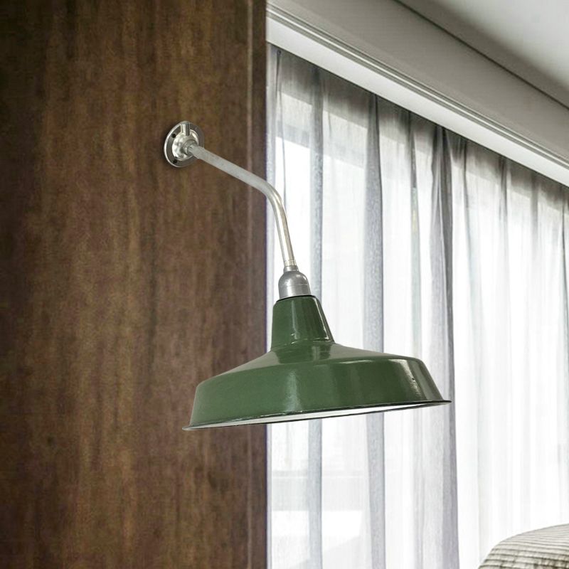 12 "/14" de ancho 1 bulbo de pared de hierro granja granero verde monte de pared al aire libre con brazo de curvatura