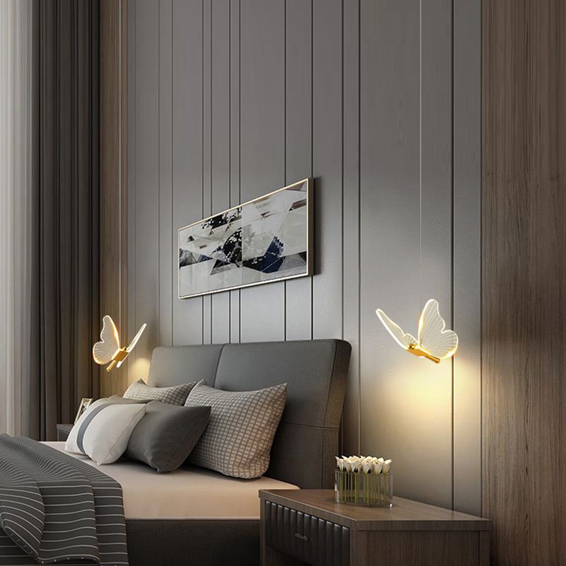 Gouden vlinder led hanglamp in moderne luxe stijl smeedijzeren hangende lamp met acryl schaduw