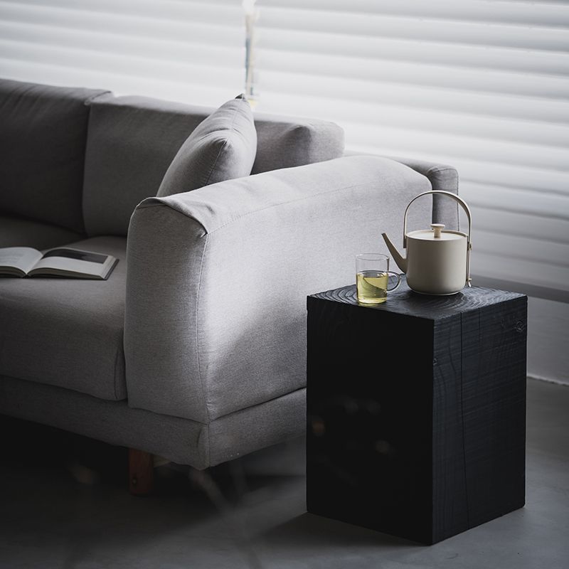 Contemporary Style Side End Table Wooden Pedestal Sofa Side Accent Table in Black