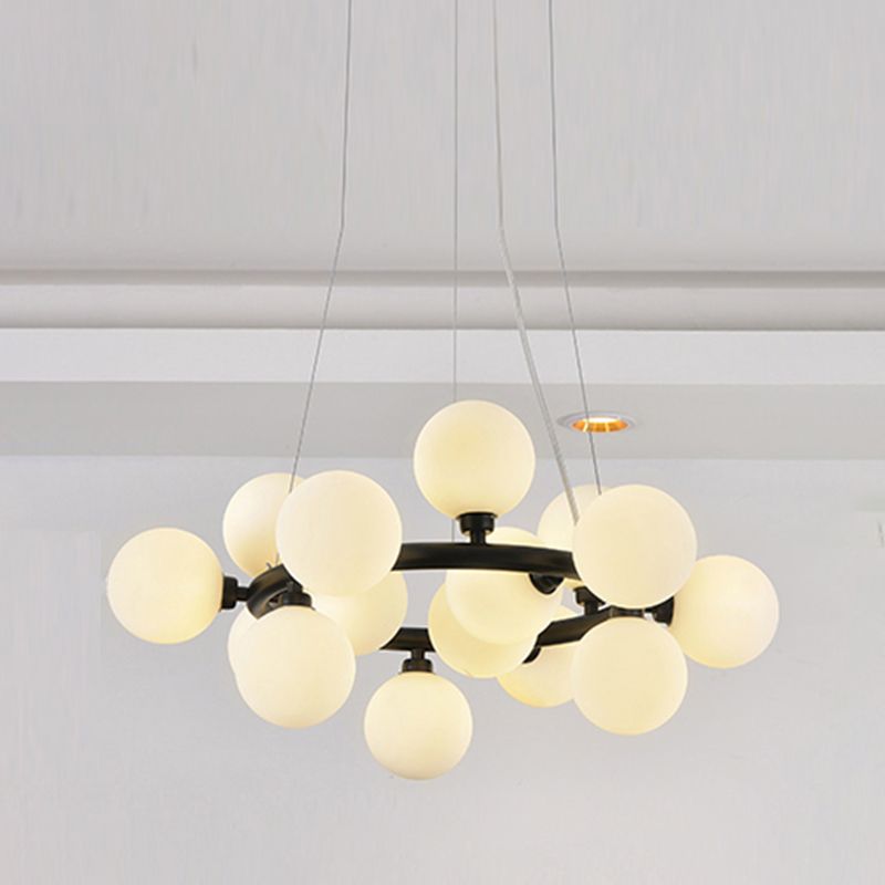 Modern Metal Chandelier Light Fixtures Multi-Head Hanging Pendant Lights with Globe Glass Shade