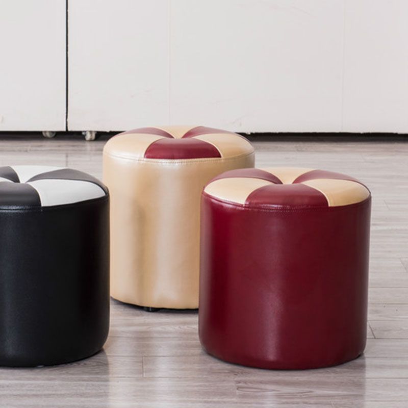 Genuine Leather Standard Stool Modern Style Simple Round Stool