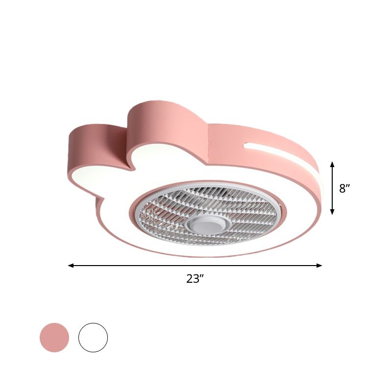 Cartoon Bear / Rabbit / Penguin Fan Lampy Acrylic Kids Room 23 "LED de large près du plafond Light en rose / gris