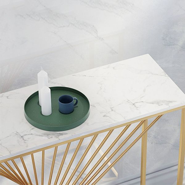 Marble Glam Console Table 31.5" Tall Rectangle Accent Table for Hall