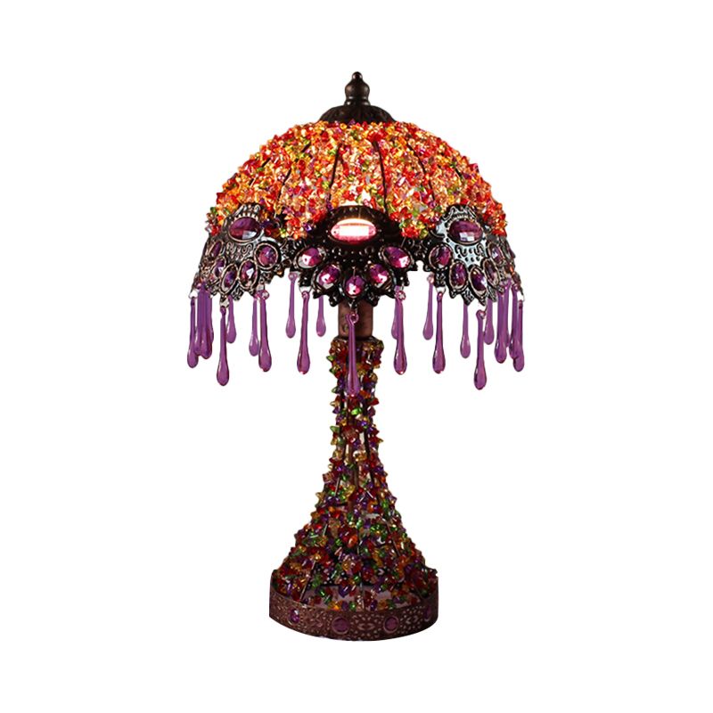 Handgeweven geschulpte nachtkastje lamp Boheemse acryl 1-licht koperen nachtstandlicht licht met druppel franje