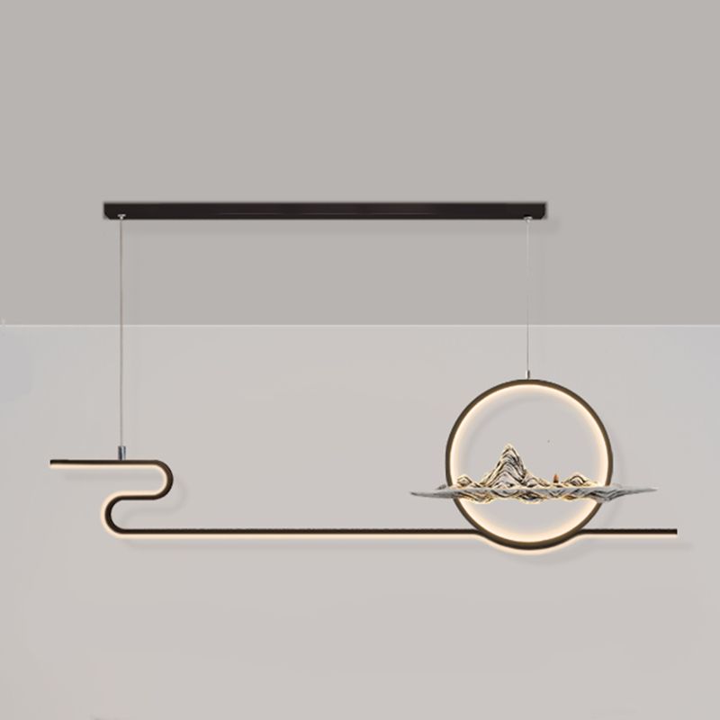 Modern Linear Island Lighting Fixtures Metal 2-Light Pendant Lighting
