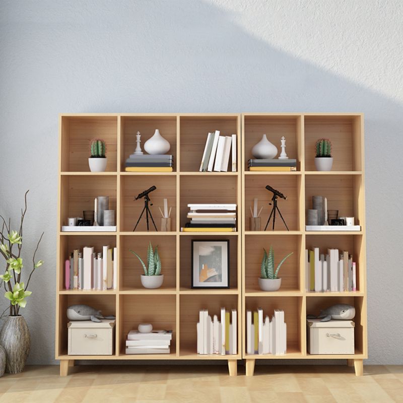 Natural Wooden Bookcase Standard Contemporary Bookshelf with Shelves