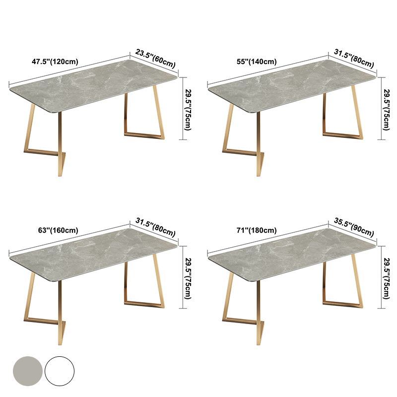 Metal Traditional Luxury Rectangle Table Sintered Stone Table with Sled Base