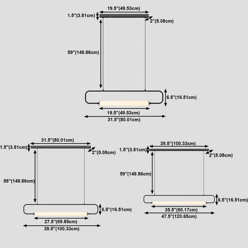 Modern Style Rectangle Island Light Fixture Metal 1- Light Island Pendant Light