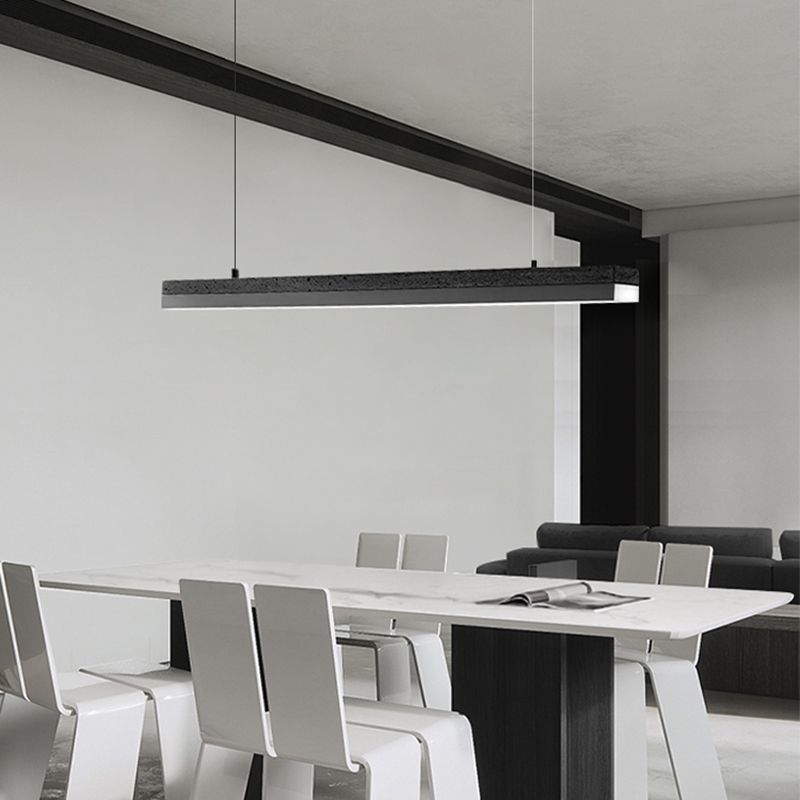 Minimalism LED Hanging Light Linear Island Light Fixture in Black for Dining Room