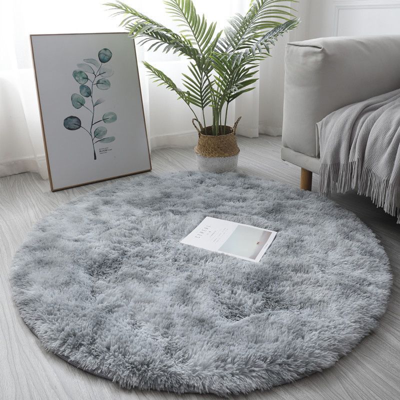 Round Plain Shag Rug Polyester Funky Carpet Pet Friendly Indoor Carpet for Home Decoration