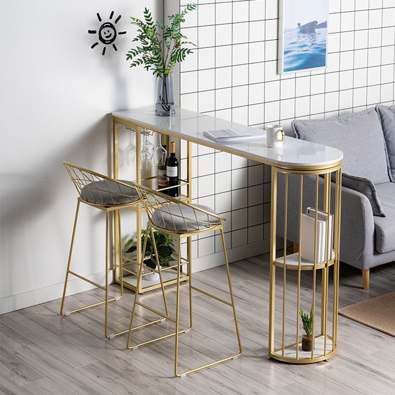 Glam Pub Table Specialty Bar Height Bar Table with Double Pedestal for Indoor