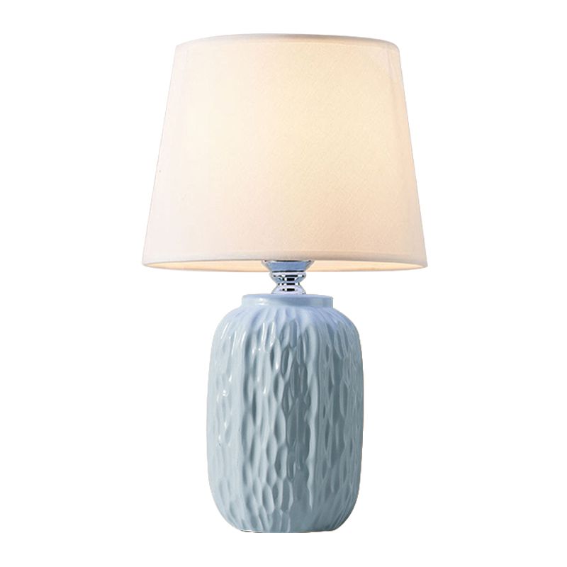 Lampada notturna ceramica a martello singolo moderno illuminazione da tavolo ovale rosa/blu/giallo con paralume affusolato