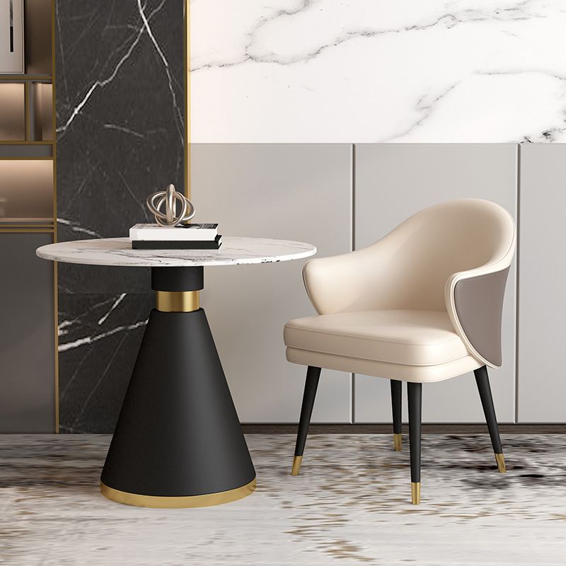 Metal Base Table Glam Style Sintered Stone Dining Table for Home Use