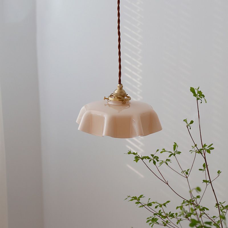 Nordic Style Macaron Pendant Light Metal Glass Hanging Light for Bedside