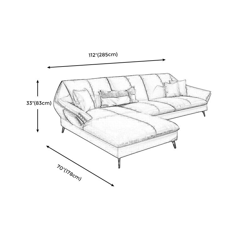 Down Fill Cushions Leather Living Room Pillow Top Arm Modular Sofa & Chaise