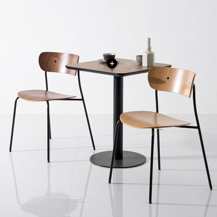 Magasin de thé au lait moderne, chaise latérale à dossier ouvert, chaise de salle à manger en bois avec pieds noirs