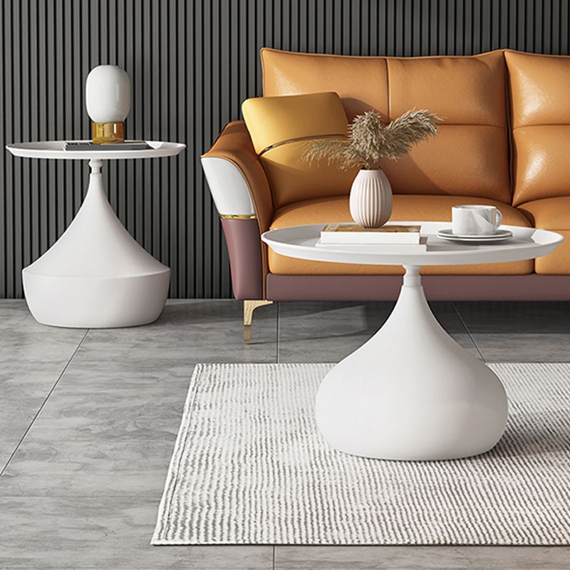 Mid-Century Round Iron Coffee Table Set Pedestal Tray Top Cocktail Table