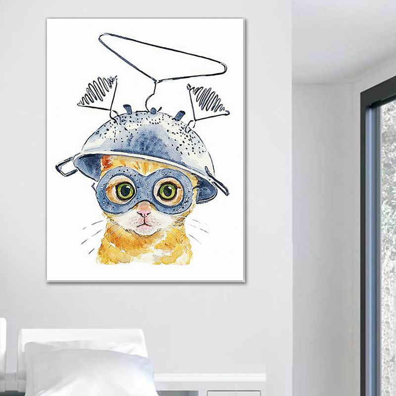 Textured Pet Painting Wall Decoration Canvas Cartoon Wall Art for Kids Bedroom
