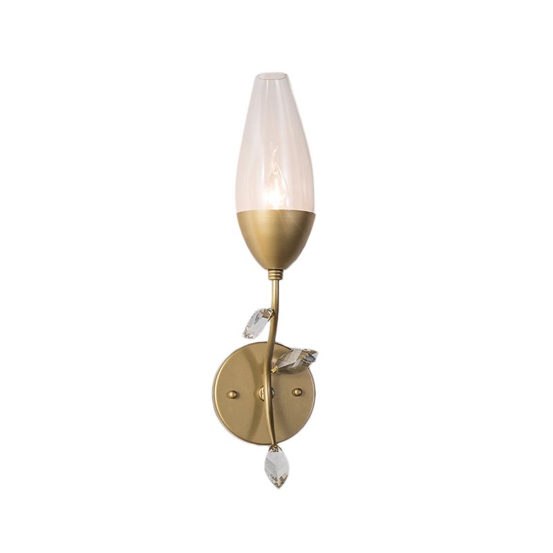 1/2-Bulb-Mini-Wandbeleuchtung moderne Metallic Leuchtenlicht mit Kristallblatt-Design im Gold Finish für Schlafzimmer