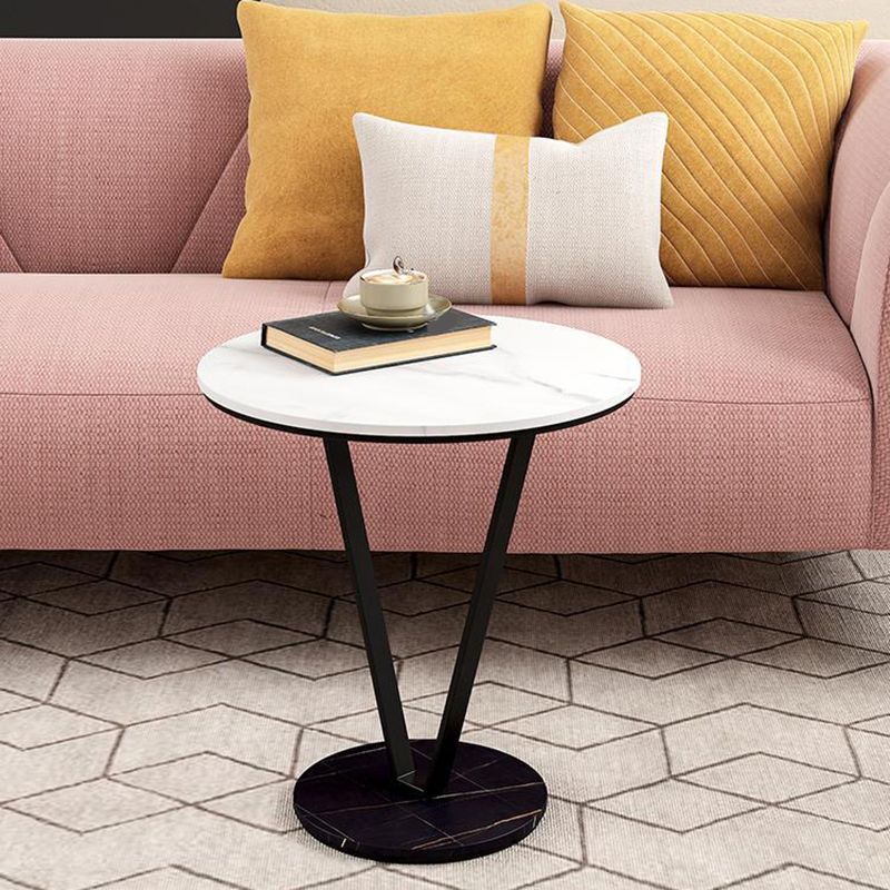 23.6" Tall Modernistic Round Side End Table Metal X-base End Table
