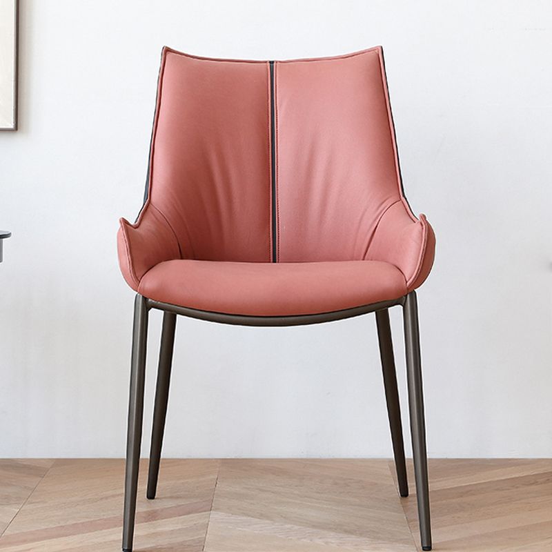 Metal Kitchen Dining Side Chair Upholstered Dining Chair with Black Legs