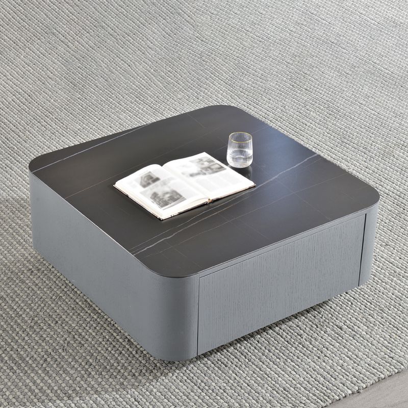 Square Square Block Base Design Slate Plate Table Plate with Drawer Coffee Table