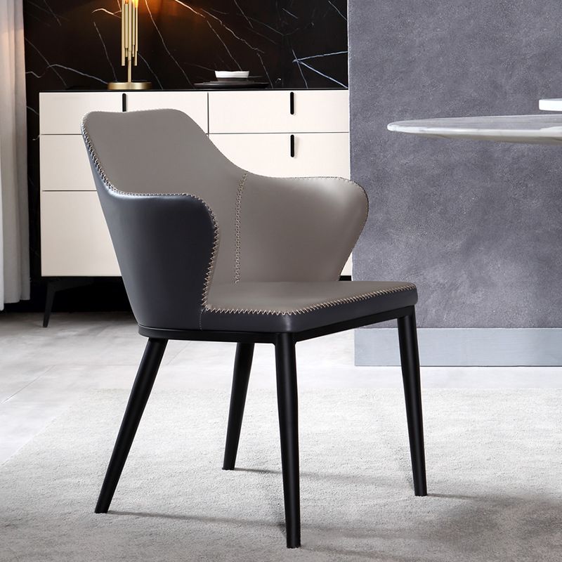 Contemporary Kitchen Dining Chairs Faux Leather Side Chairs in Grey