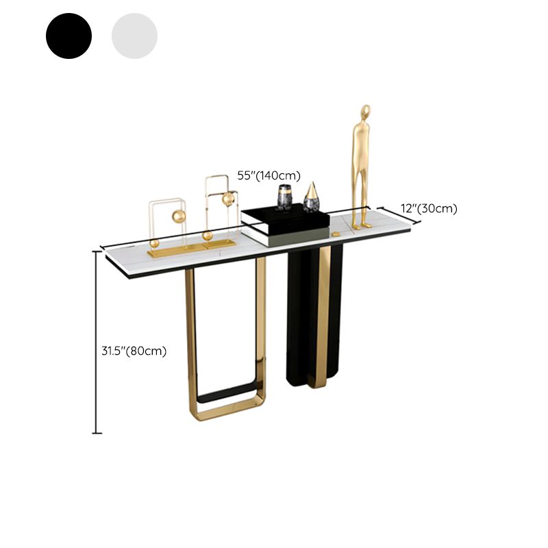 Stone Rectangular Console Table Glam 31.5" Tall Accent Table