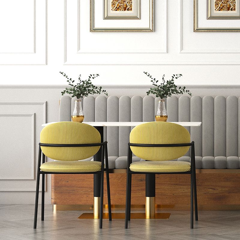 Contemporary Kitchen Dining Arm Chair Black Legs Open Back Dining Chair