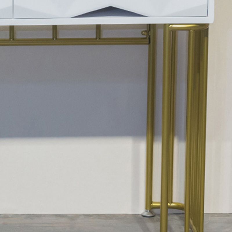 15.74" Wide White Gold Makeup Counter Glam Vanity Tables with Drawers