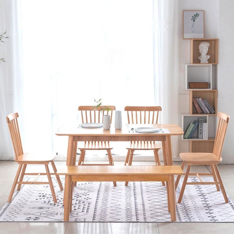 Contemporary Solid Wood Rectangle Shape Dining Table Kitchen Dining Table with 4 Legs